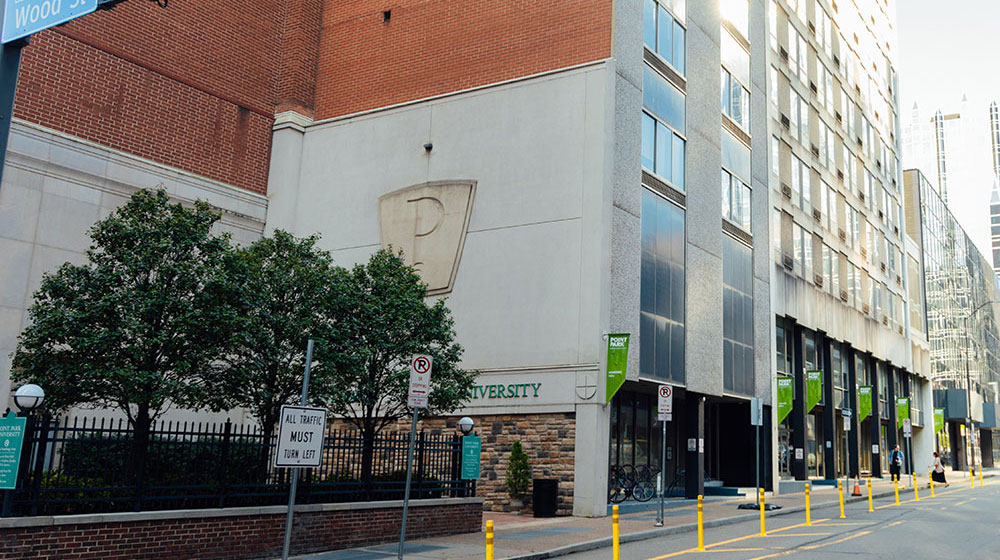 Exterior photo of Thayer and Academic Halls